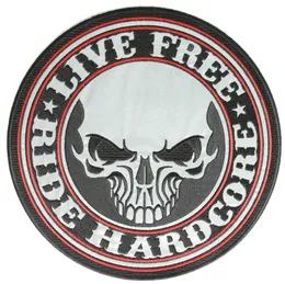 Bold Reflective Skull Biker Vest Patch Ride Hardcore, Embroidered Iron On Or Sew On Patch- 10 INCH Free Shipping
