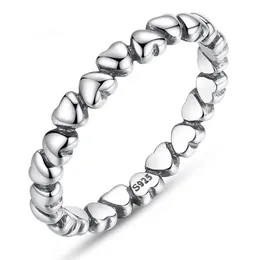 Authentic 925 100% Solid Sterling Silver Forever Love Heart Finger Ring Original Smycken Alla hjärtans dag Present Gratis frakt