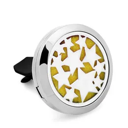 CG141-CG150 Star Samochód Dyfuzor Locket Vent Clip 316L Ze Stali Nierdzewnej Wisiorek Samochodowy Odświeżacz Powietrza Magnetyczny 5 sztuk Filc Pads