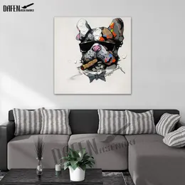 Handpainted Bulldog Oil Painting Modern Canvas Art Painting Home Decor Picture for Living Room Bedroom Wall Art Home Decoration