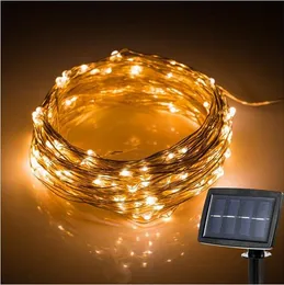 200 Ledler Mekan LED String Işık Güneş Enerjisi Bakır Tel Peri Işıklar Courtyard Düğün Bahçe Noel Işık Dekorasyon