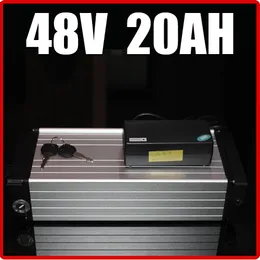 48V 20AH電気自転車リチウムバッテリー、54.6リアラックアルミニウム合金Eバイクスクーターバッテリー