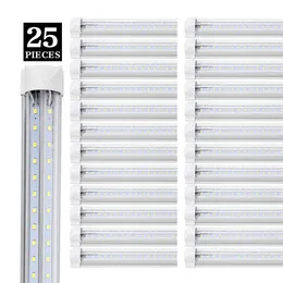 25 / Pack Cooler Dörr integrerad V Form 8FT LED Tube Light 6500K 65W 90W Rensa lins