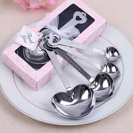 DHL 2016 free shipping Spoon favor 50sets Heart Shaped Measuring Spoons set Wedding Favors