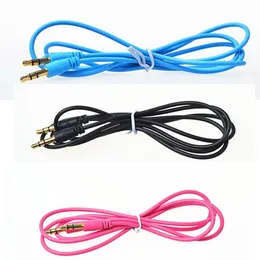 1 M 3FT 3.5mm Aux Audio Cable Male do męskiego Stereo Car Cabe Cable Kolorowe dla iPhone 6S Sansung MP3 Headphone Głośnik Komputer