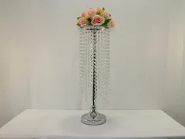 Bröllop Acrylic Crystal Table Flower Stand Wedding Centerpiece Party Landelier, Bröllopsdekoration