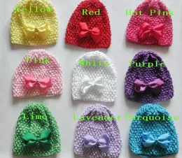 5pcs baby våffel virka hattar hårbågar clips solig mjuk toddler beanie med 3 "bågar stretch caps feshion hot sälja mz9114