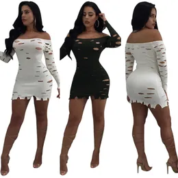 2017 Jesień Off Ramię Dziana Bodycon Sukienka Kobiety Z Długim Rękawem Dziura Mini Sexy Dress Club Nosić Eleganckie Party Vestidos Plus Size