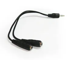 Hurtownie 100 sztuk / partia Czarny 1 Mężczyzna do 2 Kobieta 3.5mm Aux Audio Y Splitter Cable Wysokiej Jakości Słuchawki Słuchawki Adapter