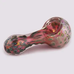 Gold fumed Craft Glass Hand Pipes Mini Style Smoking Pipe Tobacco Burner Beautiful Design Portable Dabber Rig