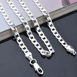 2018 chapado en plata de ley 925, 16-30 pulgadas, chapado en plata, moda bonita, cadena de 4MM, collar de estilo masculino que puede caber en joyería colgante