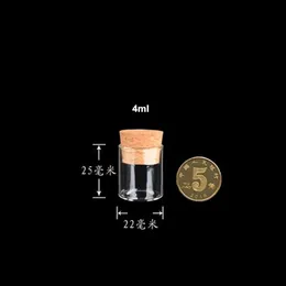 100st 4ml glas provrörsflaskor kork toppad liten förvaring bröllop favor