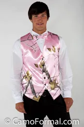 Camo Groom Vests Custom Made Comouflage Vest Groom Wear Realtree AP Pink326G
