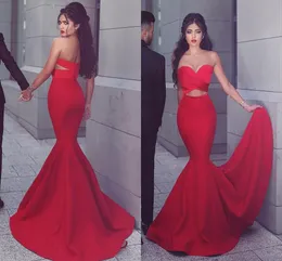 Cheap 2016 Modest African Prom Dresses Sexy Sweetheart Neck Elegant Red A Line Backless Satin Evening Party Gowns Court Train Fast Shipping