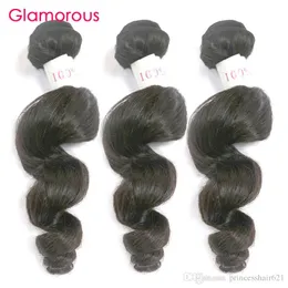 Tramas glamourosas 3 pacotes virgem extensões de cabelo malaio onda solta real cabelo humano brasileiro indiano peruano ondulado remy trama de cabelo whol2jrk