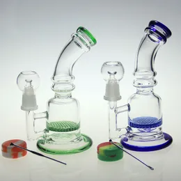 Glass bong colored glass water pipe perc glass concentrated oil rigs with wax oil container and dabber nail