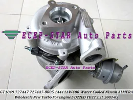 Water Cooled GT18 GT1849V 727447 727447-0005 14411-AW400 14411AW400 Turbo Turbine Turbocharger For NISSAN Almera 2003- YD22 YD22ED 2.2L DCI