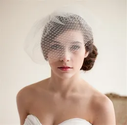 Fashion Wedding Bridal White BirdCage Veils Blusher Veils Face Sieć z akcesoriami grzebieniowymi Hair Headpieces Biżuteria Party Prom Headdress