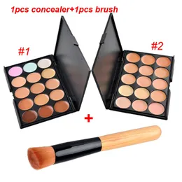 15Colors Concealer Facial Nautral Care Nake Glitter Makeup Palette Set with Beush 1pcs Concealer + 1pcs Brush DHL free