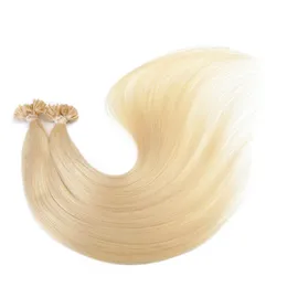 Dubbeldragen 10a - U Tips i hårförlängning / 100% humant brasilianskt hår / 1g per sträng och 200s per parti / 100g, ljus blond färg 60 #, Gratis DHL