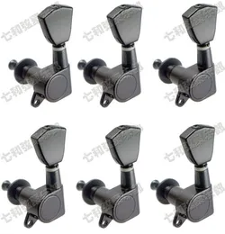 Zestaw 6 sztuk Czarny Kolor Guitary Elektryczne Sznurki Przycisk Tuning Pegs Keys Tuner Guitar Akcesoria Części Instrument muzyczny