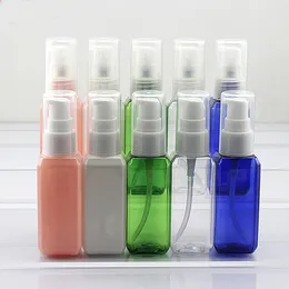 50st / parti 50ml fyrkantig containerkräm emulsion, flytande, duschgel påfyllerbara färgglada tomma pumpflaskor
