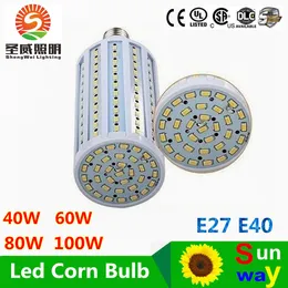 Hög effekt 40W 50W 60W 80W ljuskrona LED-lampor E27 B22 E40 LED SMD 5730 Corn Lights 360 Vinkel AC 110-240V