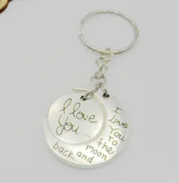 20pcs silver golden NEW I love you to the moon and back key chain Key Ring Set Gift 4 Style HOT