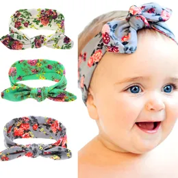 Baby Girls Headbands Bow Floral Floral Fairbands Kids Bunny Ear Turban Knot Bawełniany Pałąk Noworodek Wiązany Elastyczne Akcesoria do włosów Kha46