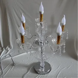 H50cm 5 arms Crystal Candelabra Candle Holder wedding Centerpiece Canderlabra crystal candelabrum