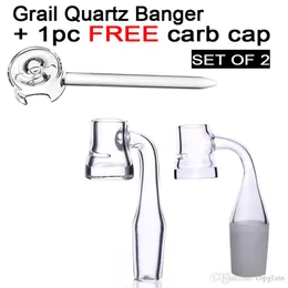 4mm tjock botten Grail Quartz Banger Nails med 10mm 14mm 19mm + 1pc Gratis Quartz Carb Cap, Graila Quartz Banger Set 2