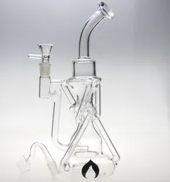 novo glassarts novo vidro duplo reciclador bong pyrex tubo de água tem difusão de vidro pode ser colocado recipiente de óleo de cera de silicone junta de 14,4 mm