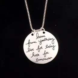 Alloy Live The Life You Love Reversible Pendant Necklace N1664 29.6x29.6MM 24inches Chains Fashion Jewelry