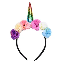 Het New Gold Baby Birthday Sparkly Party Spädbarn Baby Unicorn Flower Party Hair Hoop Headwear Hairband HJ156