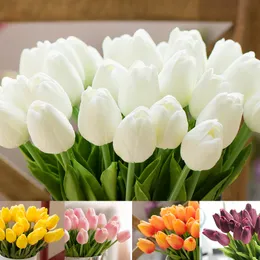 PU Fałszywe Sztuczne Tulipany Jedwabne Flores Sztuce Bukiety Party Sztuczne Kwiaty Do Dekoracji Ślubnej Domu