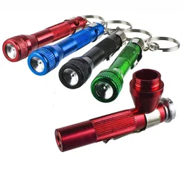 Formax420 High Quality Aluminium Flashlight Pipe Aluminium Key Chain Smoking Accessories Pocket Herb Pipe Free Shipping
