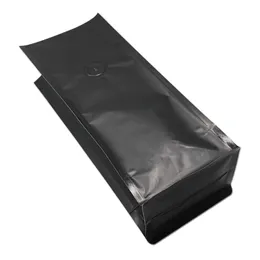 10 sztuk / partia Stand Up Matte Black / White Otwarte górna strona zawór Gusset Torba z folii aluminiowej torba z odpowietrznikiem do pakietu kawy