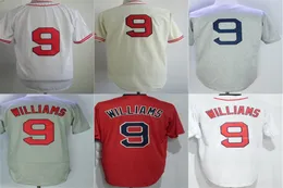 2016 Yeni Ucuz Erkek Kadın Kids Toddlers 2017 En Kalite Boston 9 Ted Williams Beyaz Kırmızı Krem Gri Beyzbol Forması/Gömlek