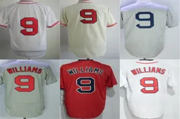 2016 Novo barato Mens Womens Kids Toddlers 2017 top qualidade Boston 9 Ted Williams Branco Vermelho Creme Cinza Camisa / camisa de beisebol