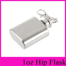 Portable Party Outdoor Hip Flasks Keychain 1oz Stainless Steel Whisky Liquor Alcohol Pocket Hip Flask oil bottle with Key chains