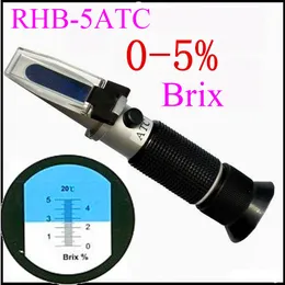 RHB-5ATC bredområde 0-5% Brix refraktometer sackarometer sockerkoncentrationsmätningsinstrument med hårt bärväska