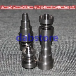 10mm 14mm19mm 6 IN 1 Ile Domeless Titanyum Nai Titanyum Tırnak Erkek Kadın ortak Carb Cap Dab Aracı Sınıf 2 Titanyum Tırnak