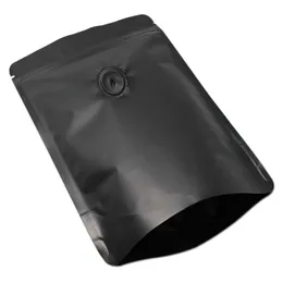 20st Lot 15 23cm Stand Up Aluminium Foil Ziplock Pack Bag Matt Svart Pure Mylar Valve Bag Heat tätning med luft Evakueringsventil282n