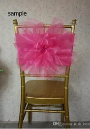 2015 Plum Organza 3D Flor Romântico Bonito Chair Sash Sample G01