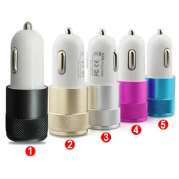 Metal Dual USB car charger LED indicate light up car adapter for Iphone 7 7plus 6 6plus Samsung HTC