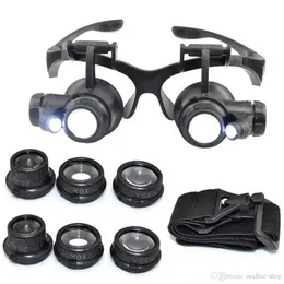 Hot 10x 15x 20x 25x Szkło powiększające Podwójne LED Lights Okulary Okulary Lovine Jeweller Watch Narzędzia do naprawy Glitter2008