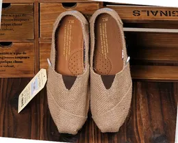 Gratis frakt Linne Multi Casual Mode Kvinnor Män Skor Platt Plattform Lata Andas Espadriller Canvas Skor 2färger