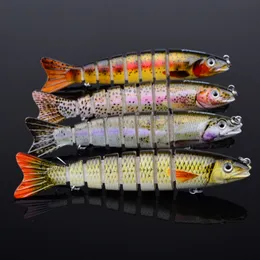 DHL Delivery 4 Color Newest Multi Jointed Bass Plastic Fishing Lures Swimbait Sink Hooks Tackle 12.3cm 19.47g
