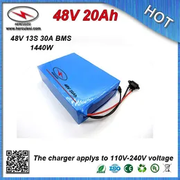 高品質の強力な電動自転車の電池パック48V 20Ahリチウム電池パック30A BMS + CC / CV充電器に内蔵されたPVCケース付き高品質