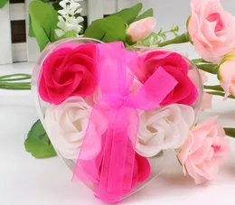 6pcsone box High Quality Mix Colors Heart-Shaped Rose Soap Flower For Romantic Bath Soap Valentine's Gift201n